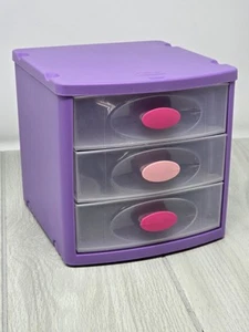 Organizer Sterilite Piccolo 3 Cassetti Scrivania Plastica Viola Rosa con Manopole Tira - Foto 1 di 10