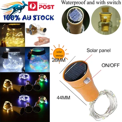 White Solar Wire Colorful Cork String Light 2M-20 LED Wine Bottle Lights Fairy - image 1 of 4