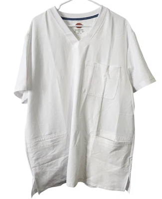 Camisa Médica Dickies Para Hombres XL Manga Corta Blanco Bolsillos 4 Vías Elastizada Foto 1 de 4