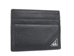 PRADA card case with triangle logo 2MC223 black leather men's triangular logo - Picture 1 of 4