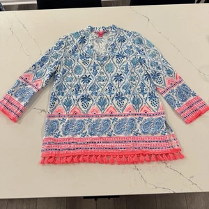 LILLY PULITZER ISLE OF TILE LUNA BAY TUNIC POPOVER TOP XXS - Picture 1 of 9