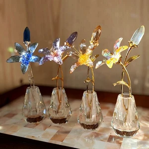 Handmade Glass Lily Flower: Colorful Glass Plants Desk Accessories - Picture 1 of 10