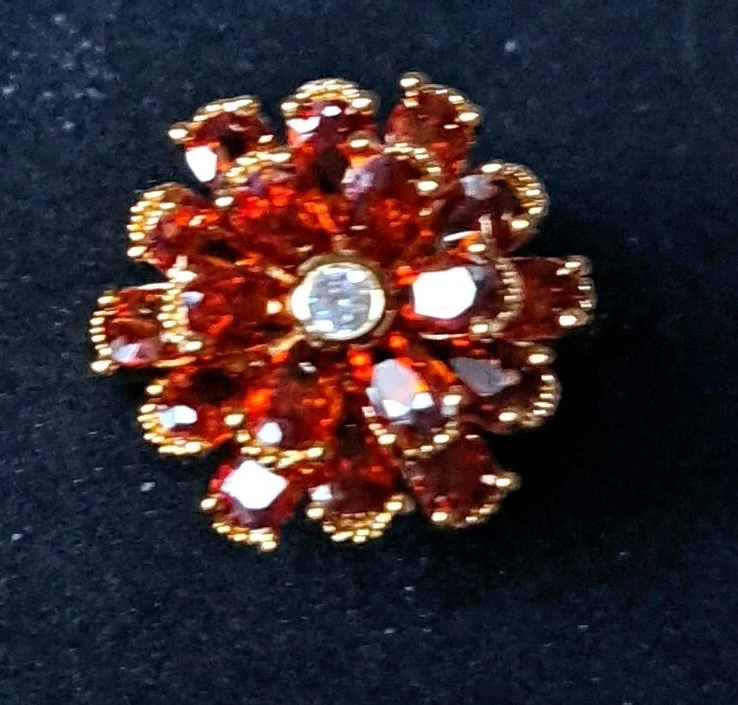 ModeschmuckRing gr7-8verstellbar ,gelbgold Vergoldet ,Cubic Zirkonia . - Bild 1 von 4