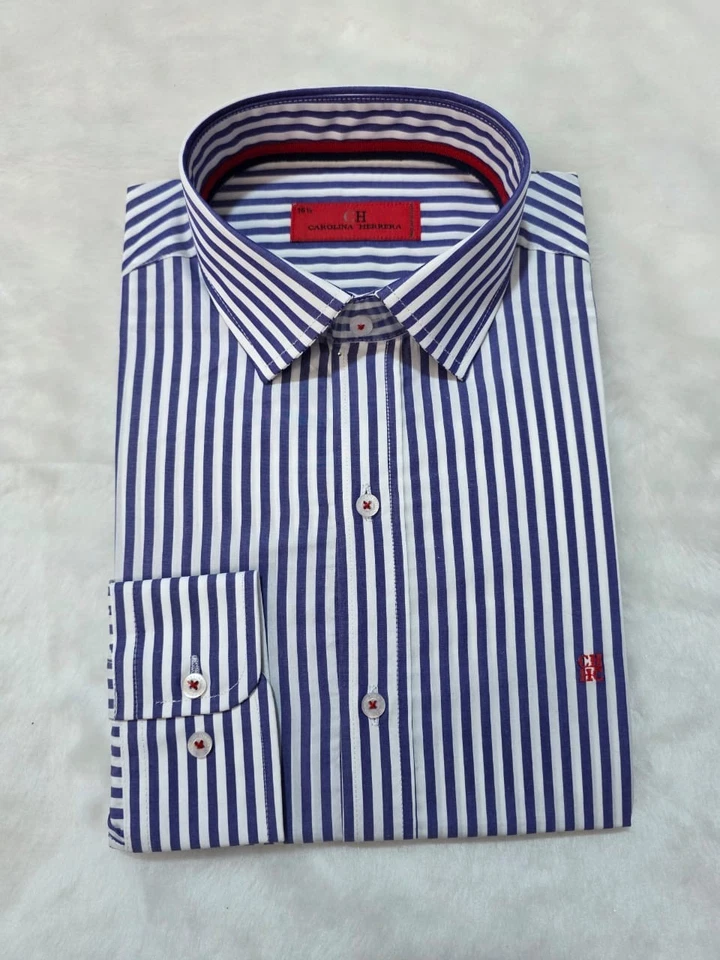 Shirt for men long sleeve Carolina Herrera medium size blue white stripes - Image 1 of 1