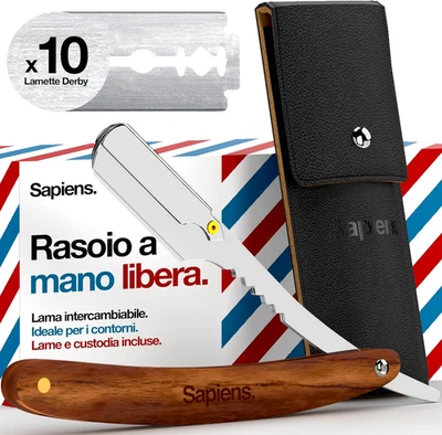 Barbershop Rasoio a Mano Libera Con Manico Di Legno - Rasoio Barba Uomo - Rasoio - Immagine 1 di 4