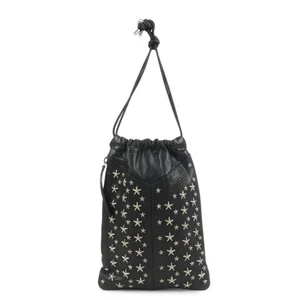 JIMMY CHOO Star Studs Leather Shoulder Bag Hand Bag Black Authentic Used F/S - Picture 1 of 23