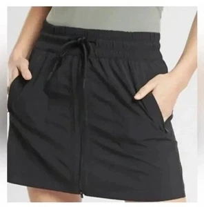 ATHLETA NWT Expedition Skort Black Athleisure Zip Front W/ Short Size 12 Tall - Picture 1 of 11