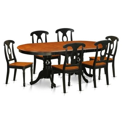 East West Furniture Plainville 7-piece Dining Table and Chair Set in Black - Image 1 of 4