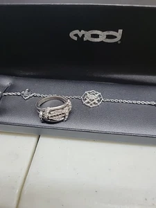 Anello da donna Harley-Davidson in argento sterling con barra di cristallo scudo taglia 6,5 Plus - Foto 1 di 12