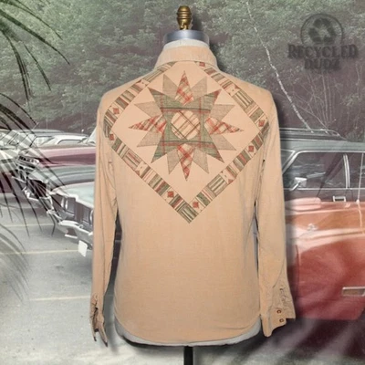 Kennington grande años 70 de colección? Camisa de Pana Geo Edredón Estampado Hippie Foto 1 de 4