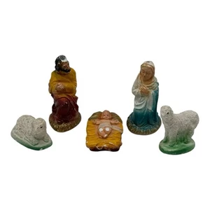 VINTAGE 5 Chalkware Christmas Nativity Replacement Figurines 1-3” T~Mary Jesus - Picture 1 of 10
