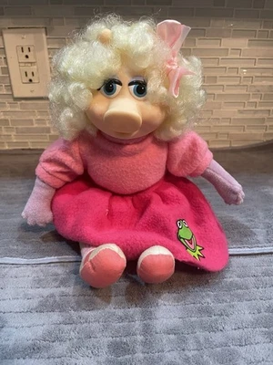 VINTAGE 1989 DIRECT CONNECT MISS PIGGY PINK KERMIT SKIRT STUFFED ANIMAL PLUSH - Image 1 of 4