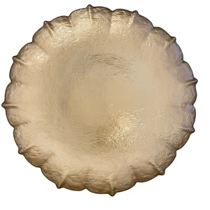 Metallic Gold Turkish Glass 12.5in Plate Charger Scalloped Edge New  - Picture 1 of 5