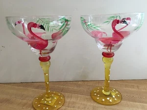 2er Set Pier One Margaretta Gläser handbemalt Flamingo - Bild 1 von 5