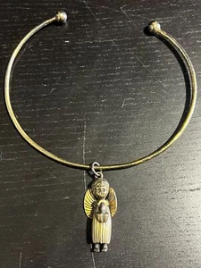 Vintage - Mexican Sterling Silver Collar Necklace w/ Angel Pendant - Picture 1 of 5