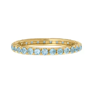 10K Yellow Gold Natural Blue Topaz Eternity Band, Yellow Gold Anniversary Gift - Picture 1 of 3