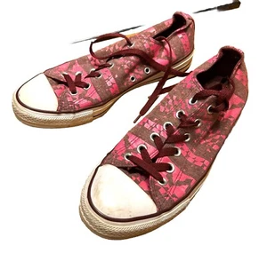 Converse All Stars Women's Grey Neon Pink Sneakers Size 9 Athletic Shoes - Picture 1 of 5