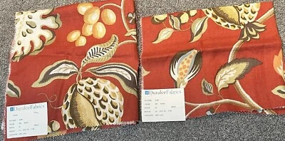Lot of 2 Duralee Fabric Samples Remnants Azalea Floral Linen **Different Sizes - Image 1 of 4
