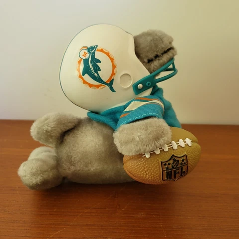 Vintage 1983 Miami Dolphins NFL Dolphin Plush In Helmet Cover