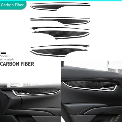 Cubierta de panel de puerta interior de fibra de carbono real 12 piezas para Cadillac XTS 2013-19 Foto 1 de 4