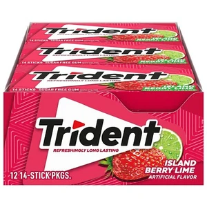Trident Island Berry Lime Sugar Free Gum, 12 Packs of 14 Pieces (168 Total Piece - Picture 1 of 8