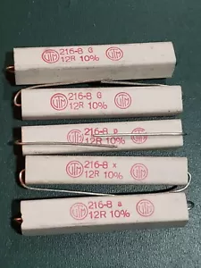 (5) 70er NOS 11w Vitrohm 12R Widerstand KH216-8 VTM Draht gewickelt Keramik Sandblock - Bild 1 von 2