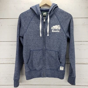 Roots Jacket Women's Gray Embroidered Pockets Full Zip Hooded Size 2XS - Picture 1 of 7