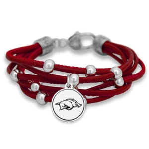 New Arkansas Razorbacks Faux Leather Charm Bracelet,Gift for Her Mom - Picture 1 of 1