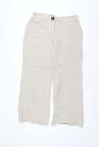 Wallis Womens Beige Linen Trousers Size 12 L30 in Regular Zip