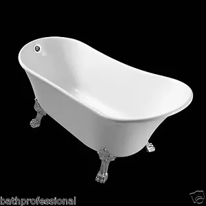 Bath Tub Bathroom Freestanding Acrylic Overflow Single sided legs 1700 MM FSBT-8 - Picture 1 of 4