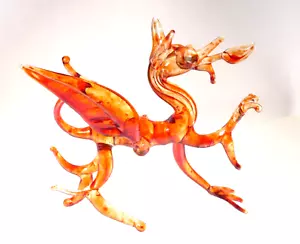 Glassblobbery Denbigh Welsh Red Dragon Art Glass Handmade 6" - Picture 1 of 11