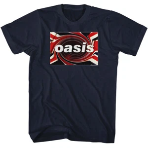OASIS Band Adult T-SHIRT Music New UNION JACK Official Merch Navy Cotton - Picture 1 of 3