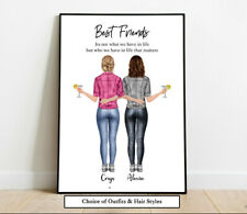 Affiche imprimée personnalisée Best Friends Sisters Word Art souvenir cadeau