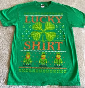 Camiseta Lucky Para Hombre Verde Naranja Trébol Duende Mangas Cortas Camisa Mediana - Imagen 1 de 7