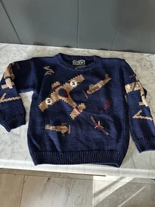 Vintage Berek Airplanes Sweater Girls Or Boys Sz 6 Long Sleeve - Picture 1 of 4