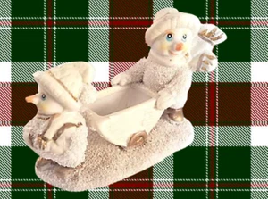Snowman and Cart Candle Holder Votive or Tea Light Candle Christmas Snowmen Gift - Picture 1 of 11