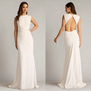 Tadashi Shoji Damen L Tenney Kleid Dress weiß Plissee Struktur Krepp NEU FEHLER - Bild 1 von 14