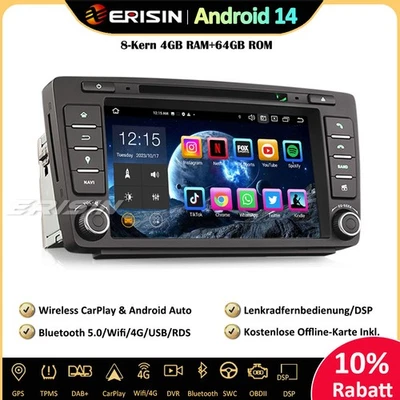 64GB Android 14 Autoradio GPS Canbus CD Skoda Octavia Yeti Rapid Roomster Superb - Bild 1 von 4