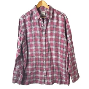 Baird McNutt Murano Linen Button Up Shirt Mens Size XL Plaid Red Summer Preppy - Picture 1 of 9