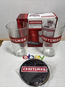 Craftsman Pint Glas Geschenkset 2 Tumbler Klar Gläser & 2 Dose Untersetzer NEU - Bild 1 von 6