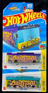 2025 Hot Wheels Purple Green Aint Fare City Bus Art Cars #88, Netflix Let's Race - Picture 1 of 13