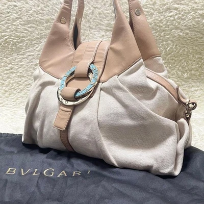 BVLGARI Rare Leather Herringbone Chandra Tote Bag Authentic - Image 1 of 4