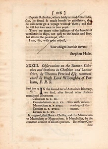 Observations on the Roman Colonies and Stations in Cheshire and Lancashire 1753 - Picture 1 of 4