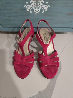 Zapatos Talbots para mujer talla 5 rosa fucsia gamuza punta abierta vestido tacón vacaciones  Foto 1 de 4