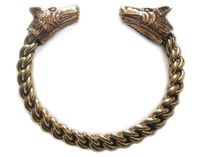 Vichingo Testa di Lupo Donna Bracciale Forte Bronzo Gioiello - Nuovo - Foto 1 di 1