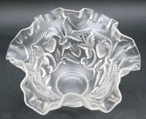 Vtg. Fenton Satin Glass STRAWBERRY PATTERN Candy Dish Impressed Design VERY NICE - Picture 1 of 15