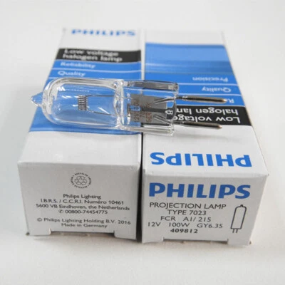 PHILIPS 7023 12V100W GY6.35 Microscope Bulb Projection Halogen Lamp Medical Bulb - Image 1 of 2