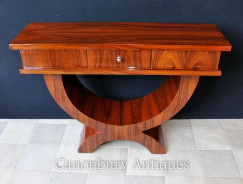 Rosewood Art Deco Console Table Ogee Curved Tables Cover