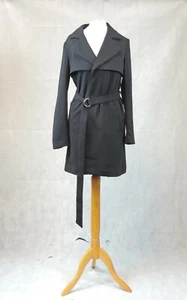 H&M Black Belted Short Coat Size 8 Uk Rrp £29.99 CR111 DD 07 - Picture 1 of 7