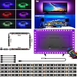 4 Strips TV Backlight USB 5050 RGB LED Bias Strip Lights Kit Background Lamp - Picture 1 of 15